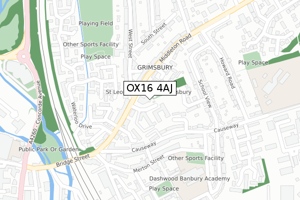 OX16 4AJ map - large scale - OS Open Zoomstack (Ordnance Survey)