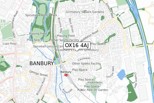 OX16 4AJ map - small scale - OS Open Zoomstack (Ordnance Survey)