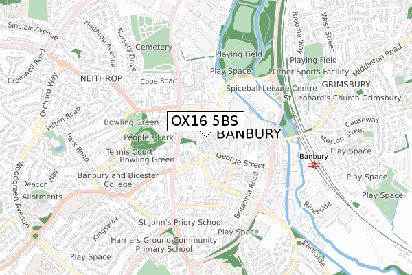 OX16 5BS map - small scale - OS Open Zoomstack (Ordnance Survey)