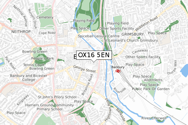 OX16 5EN map - small scale - OS Open Zoomstack (Ordnance Survey)