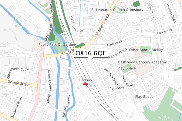 OX16 6QF map - large scale - OS Open Zoomstack (Ordnance Survey)