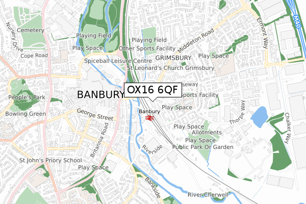 OX16 6QF map - small scale - OS Open Zoomstack (Ordnance Survey)