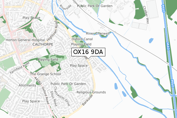 OX16 9DA map - small scale - OS Open Zoomstack (Ordnance Survey)