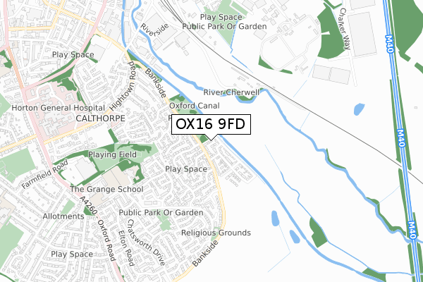 OX16 9FD map - small scale - OS Open Zoomstack (Ordnance Survey)