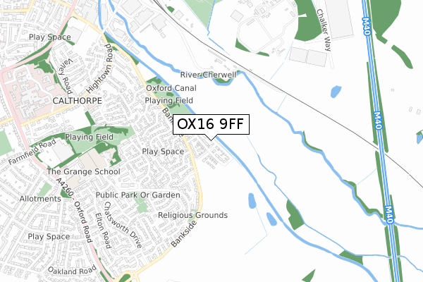 OX16 9FF map - small scale - OS Open Zoomstack (Ordnance Survey)