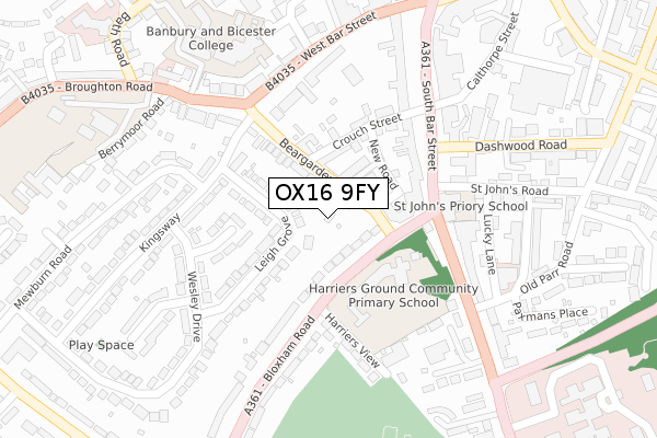 OX16 9FY map - large scale - OS Open Zoomstack (Ordnance Survey)