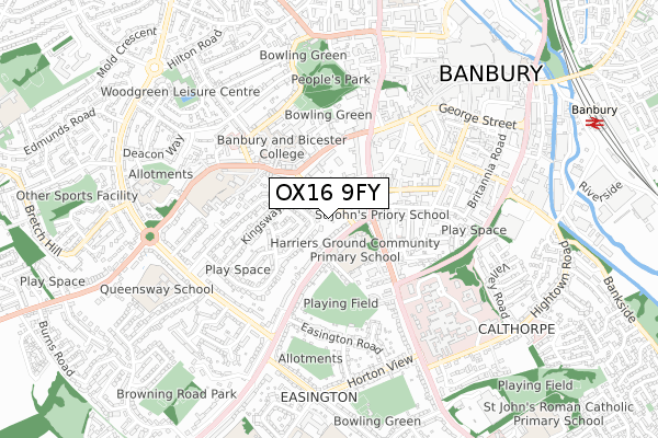 OX16 9FY map - small scale - OS Open Zoomstack (Ordnance Survey)