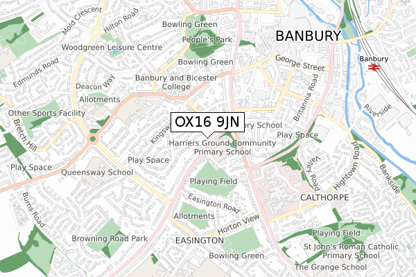 OX16 9JN map - small scale - OS Open Zoomstack (Ordnance Survey)