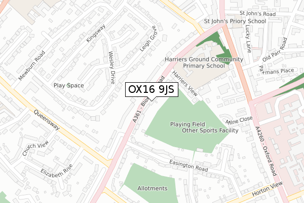 OX16 9JS map - large scale - OS Open Zoomstack (Ordnance Survey)