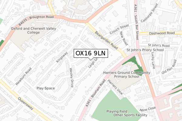 OX16 9LN map - large scale - OS Open Zoomstack (Ordnance Survey)