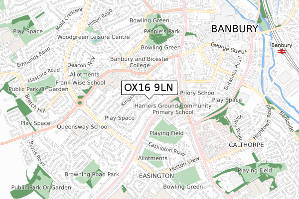 OX16 9LN map - small scale - OS Open Zoomstack (Ordnance Survey)