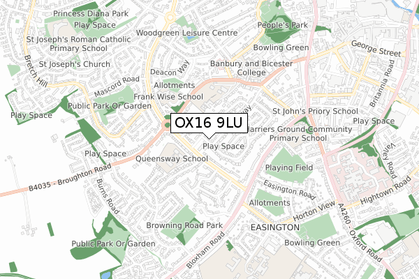 OX16 9LU map - small scale - OS Open Zoomstack (Ordnance Survey)