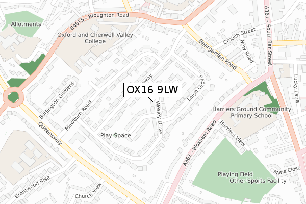 OX16 9LW map - large scale - OS Open Zoomstack (Ordnance Survey)