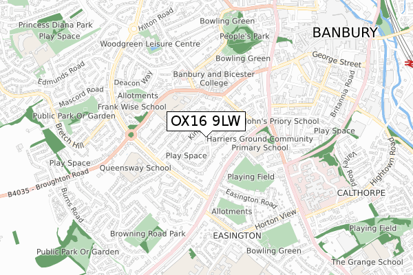 OX16 9LW map - small scale - OS Open Zoomstack (Ordnance Survey)