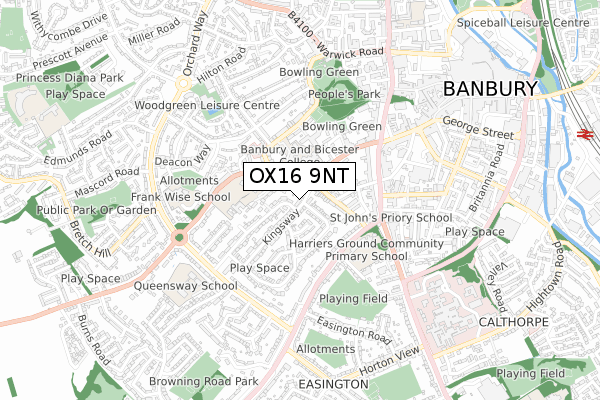 OX16 9NT map - small scale - OS Open Zoomstack (Ordnance Survey)