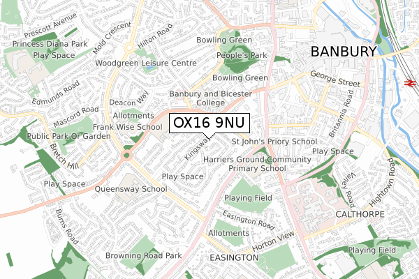 OX16 9NU map - small scale - OS Open Zoomstack (Ordnance Survey)