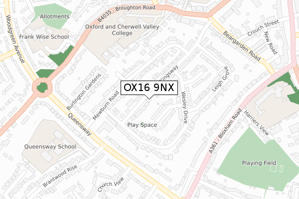 OX16 9NX map - large scale - OS Open Zoomstack (Ordnance Survey)