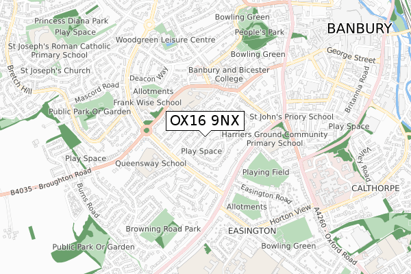 OX16 9NX map - small scale - OS Open Zoomstack (Ordnance Survey)