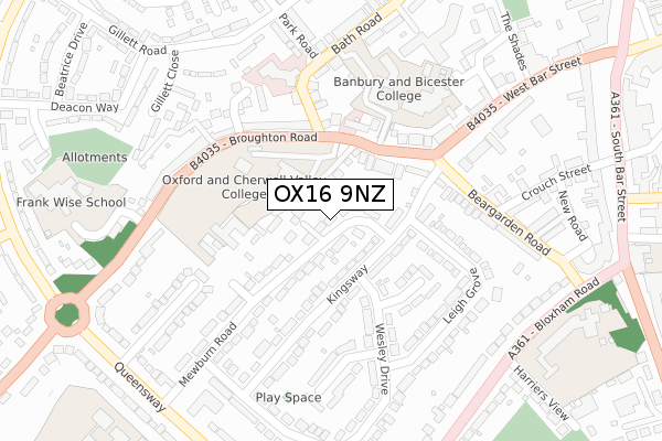 OX16 9NZ map - large scale - OS Open Zoomstack (Ordnance Survey)