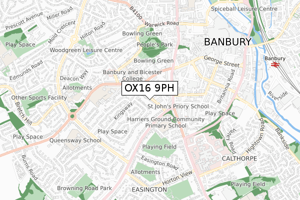 OX16 9PH map - small scale - OS Open Zoomstack (Ordnance Survey)