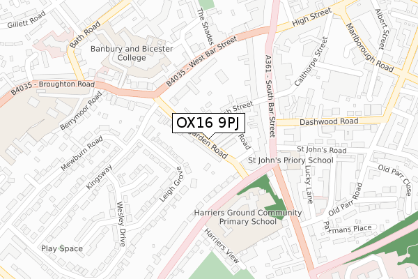 OX16 9PJ map - large scale - OS Open Zoomstack (Ordnance Survey)