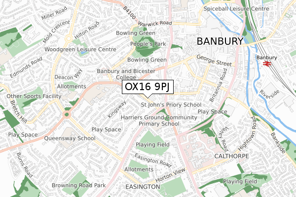 OX16 9PJ map - small scale - OS Open Zoomstack (Ordnance Survey)