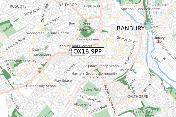 OX16 9PP map - small scale - OS Open Zoomstack (Ordnance Survey)