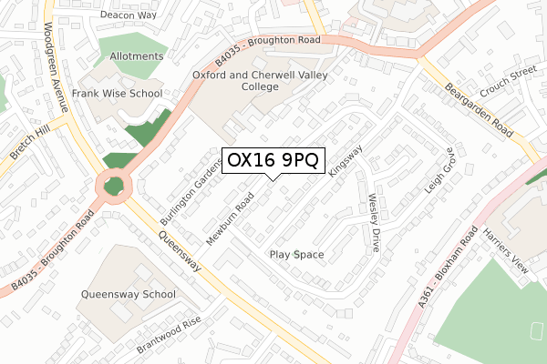 OX16 9PQ map - large scale - OS Open Zoomstack (Ordnance Survey)