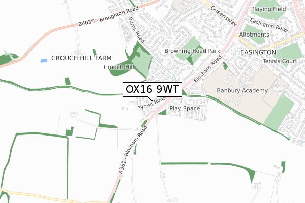 OX16 9WT map - small scale - OS Open Zoomstack (Ordnance Survey)