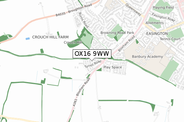 OX16 9WW map - small scale - OS Open Zoomstack (Ordnance Survey)