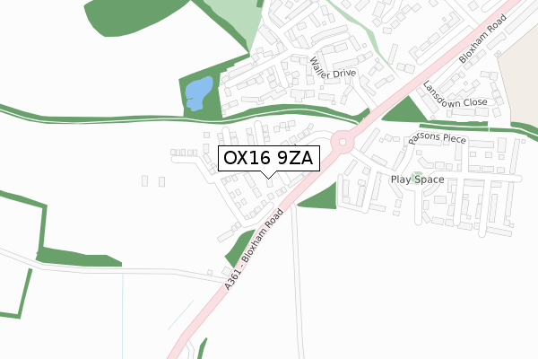 OX16 9ZA map - large scale - OS Open Zoomstack (Ordnance Survey)