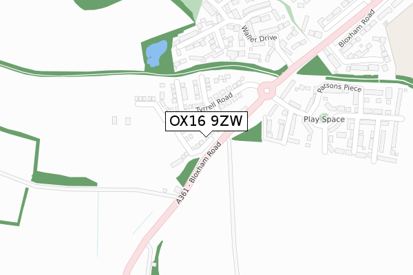 OX16 9ZW map - large scale - OS Open Zoomstack (Ordnance Survey)