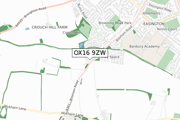 OX16 9ZW map - small scale - OS Open Zoomstack (Ordnance Survey)