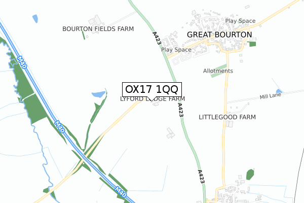 OX17 1QQ map - small scale - OS Open Zoomstack (Ordnance Survey)