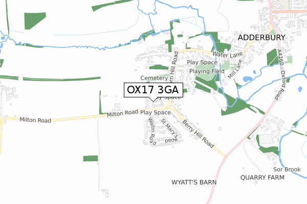 OX17 3GA map - small scale - OS Open Zoomstack (Ordnance Survey)