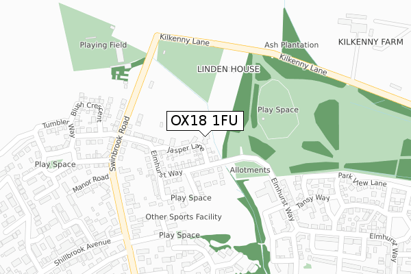 OX18 1FU map - large scale - OS Open Zoomstack (Ordnance Survey)