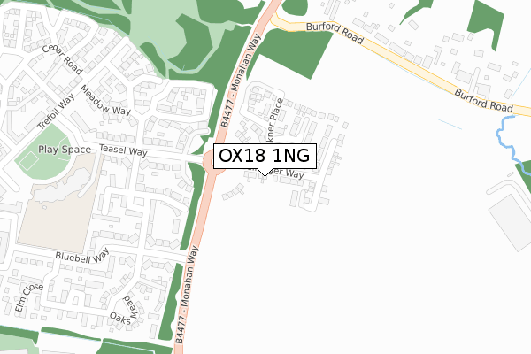 OX18 1NG map - large scale - OS Open Zoomstack (Ordnance Survey)