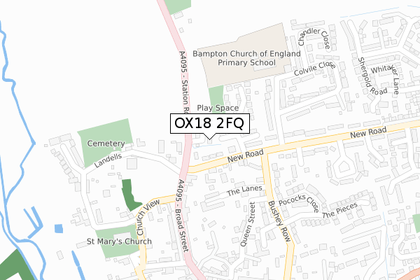 OX18 2FQ map - large scale - OS Open Zoomstack (Ordnance Survey)