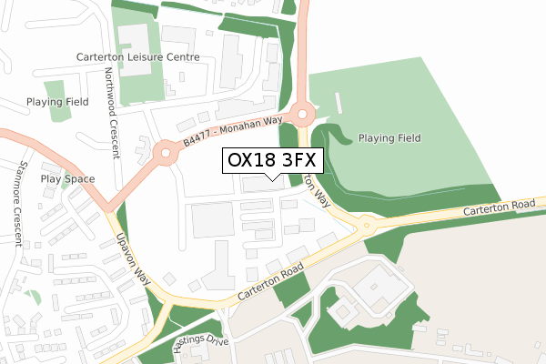 OX18 3FX map - large scale - OS Open Zoomstack (Ordnance Survey)