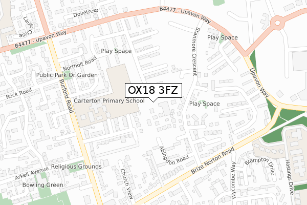 OX18 3FZ map - large scale - OS Open Zoomstack (Ordnance Survey)