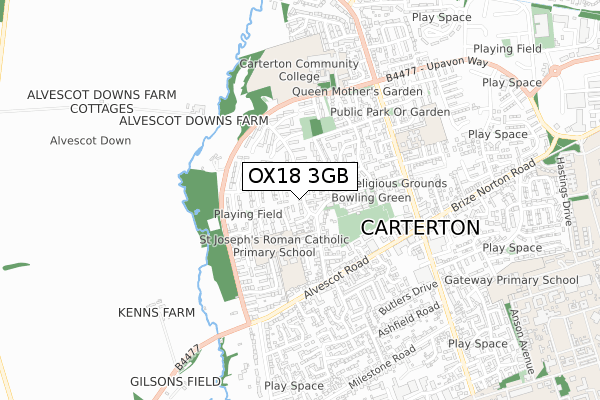 OX18 3GB map - small scale - OS Open Zoomstack (Ordnance Survey)