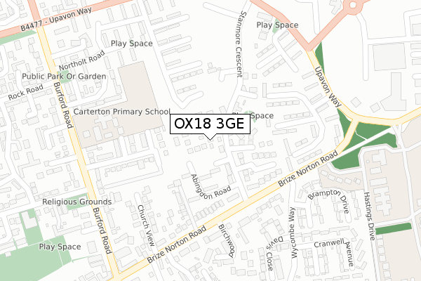 OX18 3GE map - large scale - OS Open Zoomstack (Ordnance Survey)