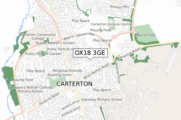 OX18 3GE map - small scale - OS Open Zoomstack (Ordnance Survey)