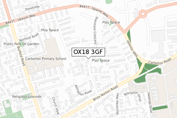 OX18 3GF map - large scale - OS Open Zoomstack (Ordnance Survey)