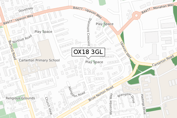 OX18 3GL map - large scale - OS Open Zoomstack (Ordnance Survey)