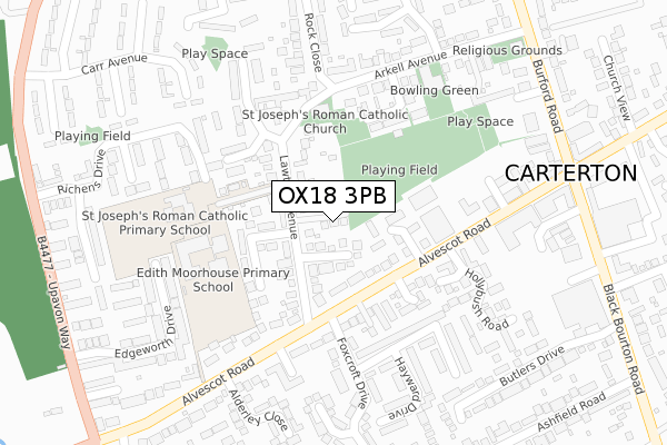 OX18 3PB map - large scale - OS Open Zoomstack (Ordnance Survey)