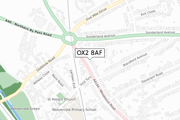 OX2 8AF map - large scale - OS Open Zoomstack (Ordnance Survey)