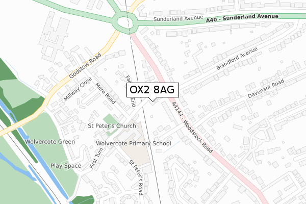 OX2 8AG map - large scale - OS Open Zoomstack (Ordnance Survey)