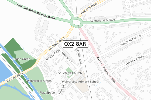 OX2 8AR map - large scale - OS Open Zoomstack (Ordnance Survey)