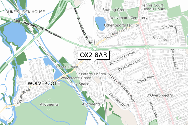 OX2 8AR map - small scale - OS Open Zoomstack (Ordnance Survey)